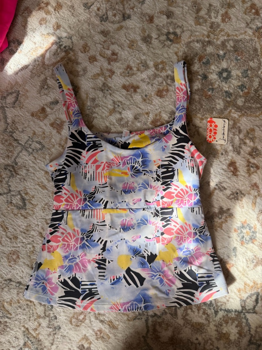 Free People Floral Tank Top in Black, Pink, Yellow, Blue